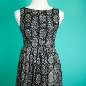 Damask Print Skater Dress